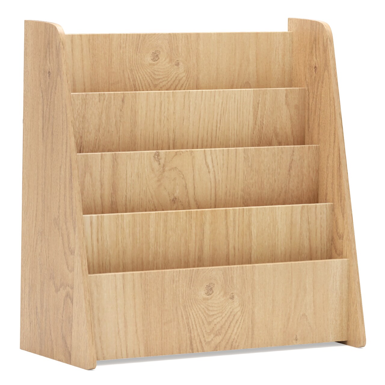 Kids Book Display Shelf with 4 Storage Tiers Wooden Bookshelf Organizer for Learning Room